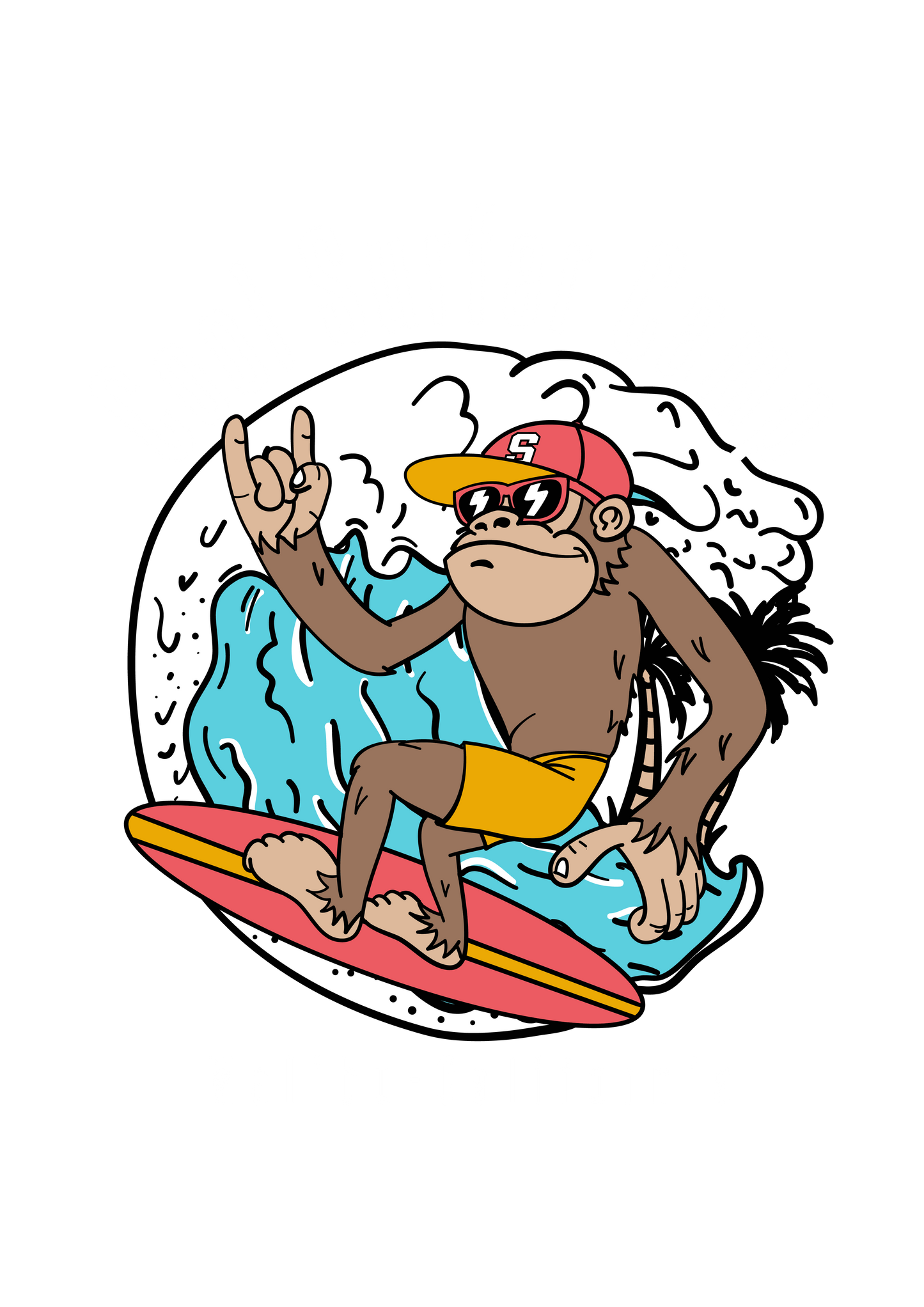 surfing monkey sticker