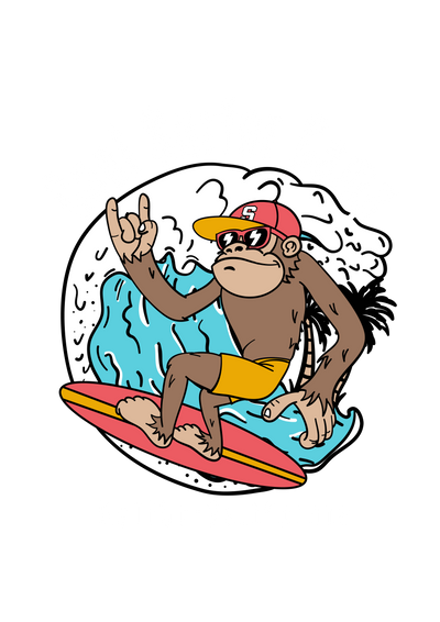 surfing monkey sticker