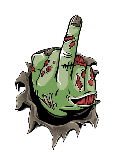zombie hand flip off sticker